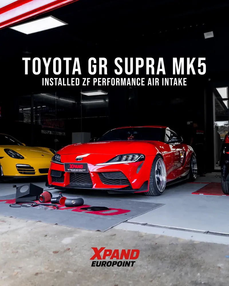 Ruang mesin Toyota GR Supra MK5 dengan air intake ZF Performance terpasang